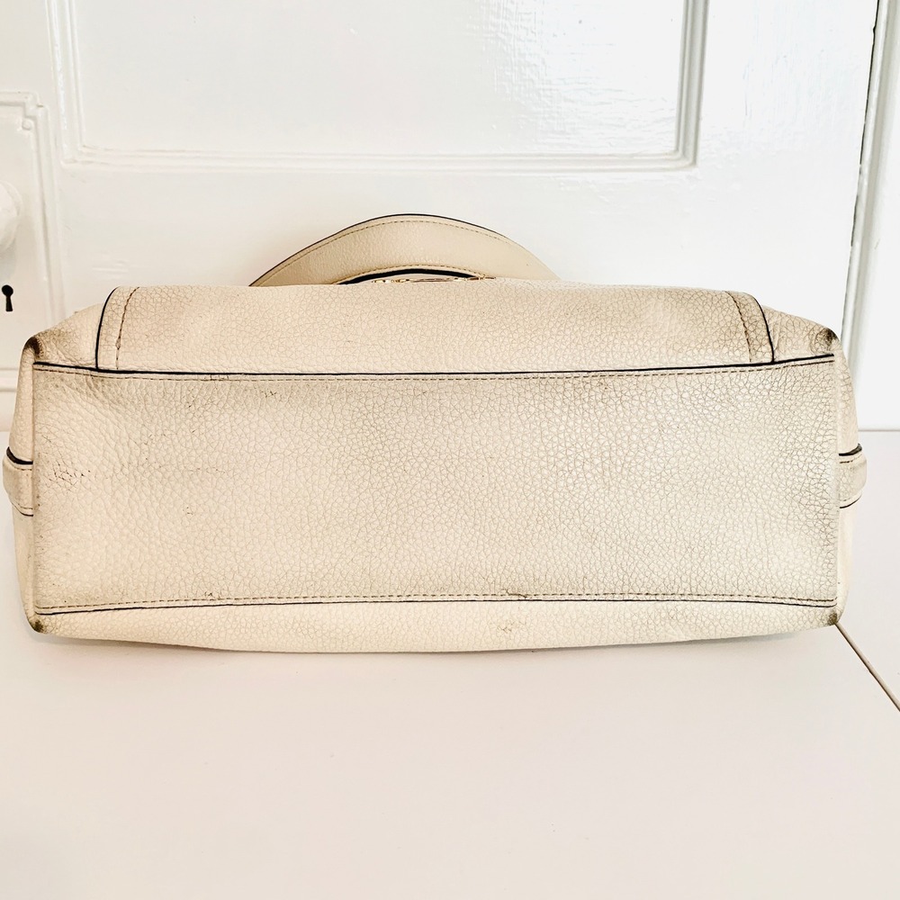 Coach Marlon Shoulder Hobo Handbag In Chalk White Pebbled Leather F79994 $325 - Picture 6 of 16
